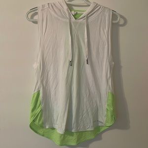 Under armor lime green and white hooded tank top